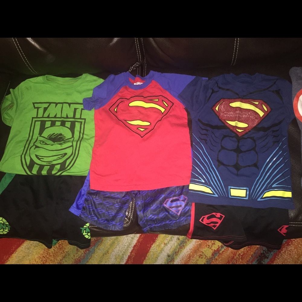 Super hero summer bundle t-shirts, matching shorts